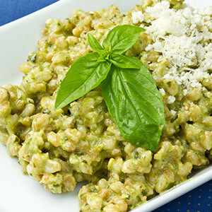 Barley, spelt and basil pesto